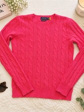 Polo Ralph Lauren Women's 100 Cashmere Cable Knit Sweater Pink Size S Crewneck