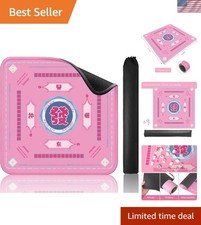 Elegant Pink Mahjong Learning Mat 33 x 33 - Durable, Noise-Reducing with Bag