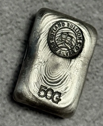 Rutland Bullion Co. 50 Grams Hand Poured Silver Bar .999 Fine Silver