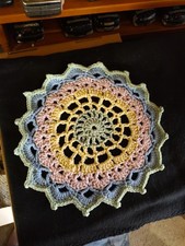 Handmade Crochet Doily Round/Circle Multi Color 13"