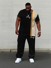 Men's Outfit 2 Piece Set Shirt  Pants Suit PLUS SIZE BIG 4XL