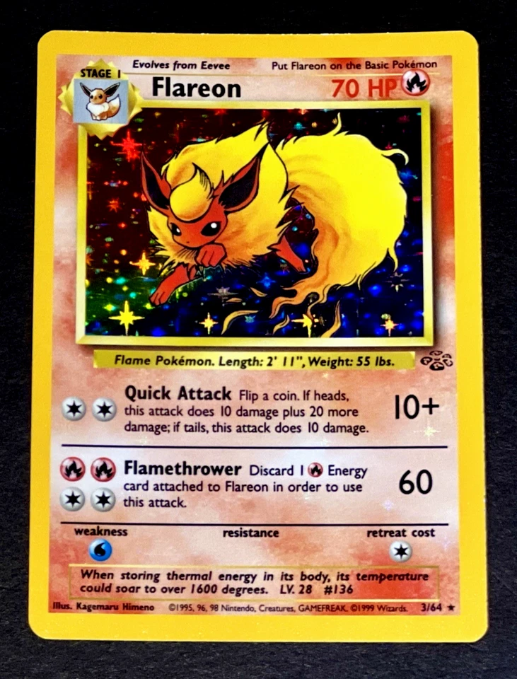 1999 Pokemon FLAREON Jungle Set HOLO BLEED Misprint INK ERROR Card 3/64 Rare NM - Image 4 of 4