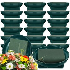 Karenhi 36 Pcs Floral Bowls Kit Include 18 Pcs 6.3 Inch Round Green Floral Fo...
