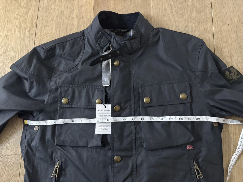 Belstaff Men's Waxed Cotton Racemaster Jacket In Dark Navy, UK 42, IT 52 (L/XL) - Image 3 of 4