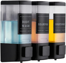 Shampoo and Conditioner Dispenser for Shower, 3 Chamber, Black