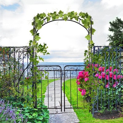 Outsunny Metall Deko Hinterhofbogen mit Tor Gartenlaube generalüberholt
