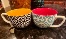 Dowan Coffee or Soup Mugs 24oz multi-color Set Of 2 Never Used