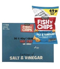 Burton's Fish N Chips Salt & Vinegar 40g Baked Snacks Full Box of 30