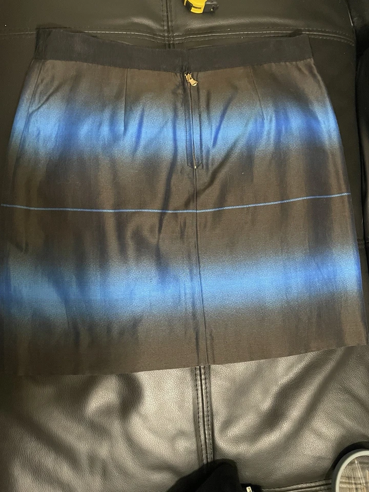 MARC By MARC JACOBS Skirt 6 Black & Blue Blurred Lines. Silk & Cotton Excellent - Изображение 2 из 4