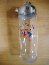 Irvinware Glass Cocktail Recipes Drink Mixer w/Stainless Steel Pour Lid USA