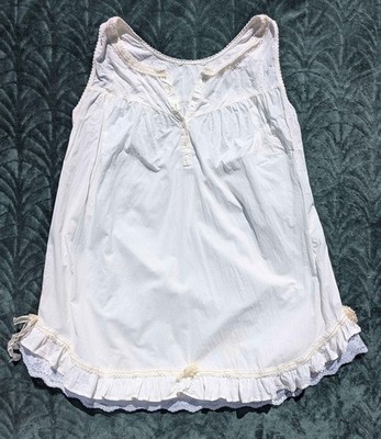 Retro Victorian Babydoll White Floral Lace Pearl Ruffle Bow Petti Chemise Top