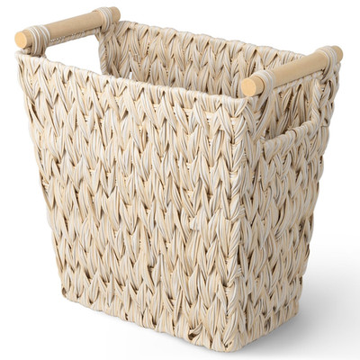 Wicker Trash Can, Waste Basket for Bathroom, Waterproof Bathroom Garbage Can, 19