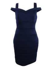 Vince Camuto Women's Cold-Shoulder Scuba Sheath Dress (2, Navy)