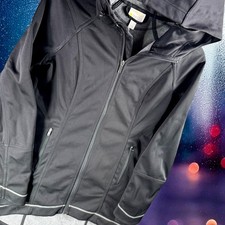 Zella Jacket Women S Black Hooded Full Zip Athletic Thumbholes Lined Run Hike