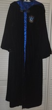Harry Potter Ravenclaw Black Velvet Royal Blue Satin Robe - OS- EUC Original WB