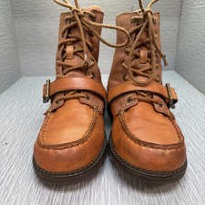 Polo Ralph Lauren Youth Boots Leather Brown Lace Up Strap Boys 4.5