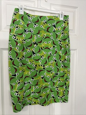 LuLaRoe Skirt Womens Med Green Kermit Frog Disney Muppets Pattern Pull On Fun
