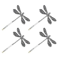 Dragonfly Hair Clip, Silver Antique Decorative Bobby Pins for Prom Birthday P...