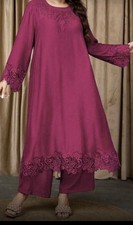 Embroidered Women's Salwar Kameez Set Green and Pink Traditional Outfit