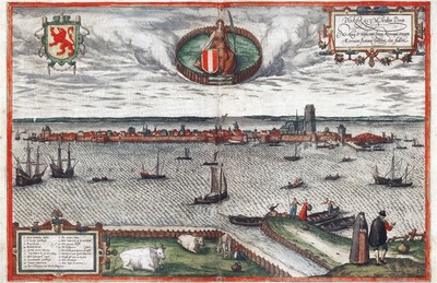 Reproduktion alter Plan von Dordrecht 1575