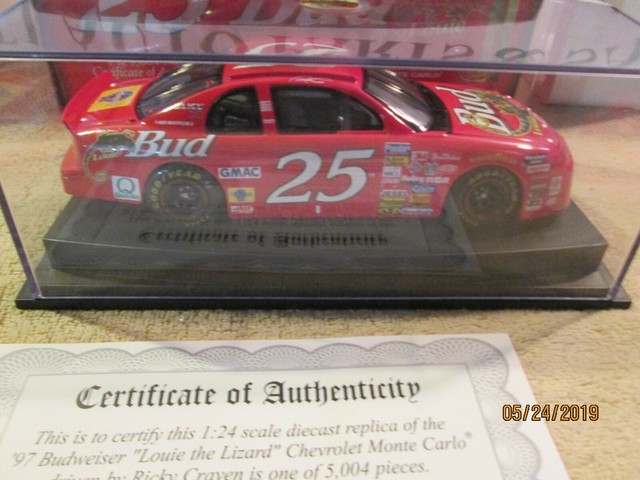 1997 ACTION #25 Ricky Craven Budweiser Monte Carlo 1:24 Banc 1 de 9 900