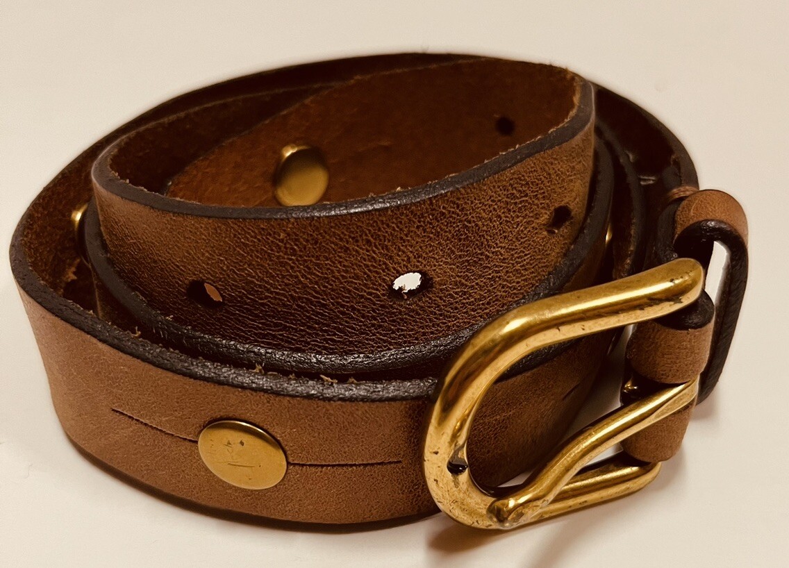 小物 00's archive brown leather studs belt BROWN Leather Belt, Metal Studs Leather Belt, Boho Leather