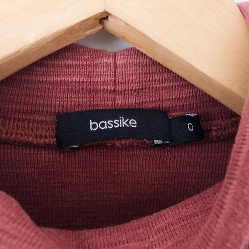 Bassike Top Size 0 XS Rust Brown Funnel Neck Thick Cotton Long Sleeves Raw Hem - Picture 11 of 13