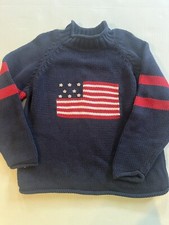 Boys Girls Hartstrings Size 7 American Flag Sweater Navy Red White Blue