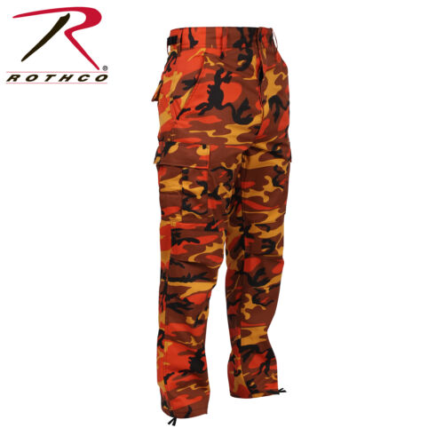 ORANGE CAMOFLAGE MEN ROTHCO BDU Pants Savage Orange Camo Military Cargo Fatigue  - Picture 1 of 3