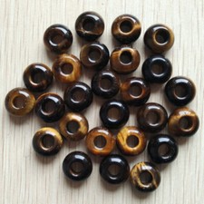 Natural Tiger Eye Stone Round Shape Big Hole Beads for Charms Bracelet 50pcs