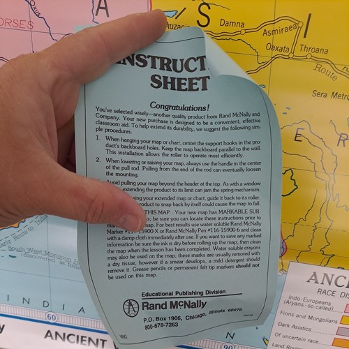 Pull Down School Map ancient world Rand McNally 44in wide approx 32 in tall - Picture 12 of 12