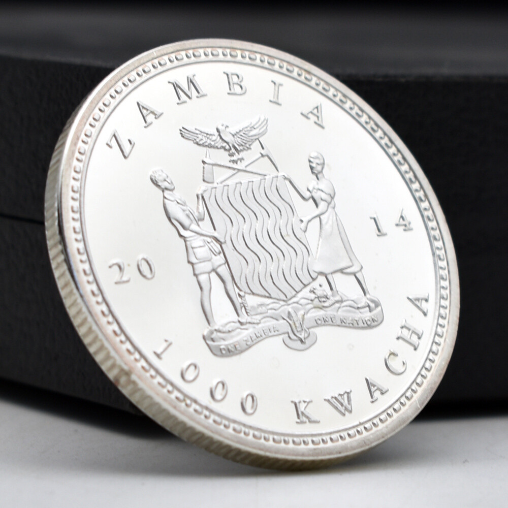 Africa Grevy's Zebra Silver Coin 2014 Zambia 1000 Kwacha