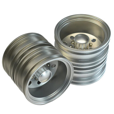 GPM Racing Aluminum Rear Wheel Silver (9-Hole Design) for 1/14 Tamiya Truck