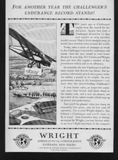 CURTISS WRIGHT CHALLENGER SETS ENDURANCE RECORD STANDS 1931 WRIGHT AD