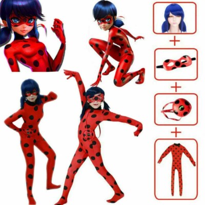 Kinder Mädchen Karneval Overall Sets Ladybird Ladybug Kostüm Perück Cosplay Hot