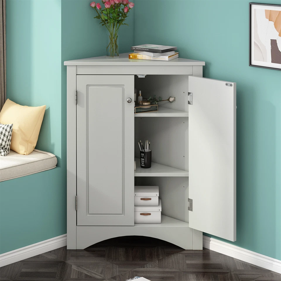 Bathroom Storage Cabinet Floor Cabinet Freestanding with Adjustable Shelves - Image 4 of 4