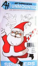 Santa Spinner Christmas Rubber Cling Stamp Set by Art Impressions 4678 NEW!