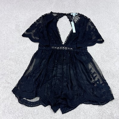 She + Sky Romper Women s Black Short Sleeve Size Small NWT