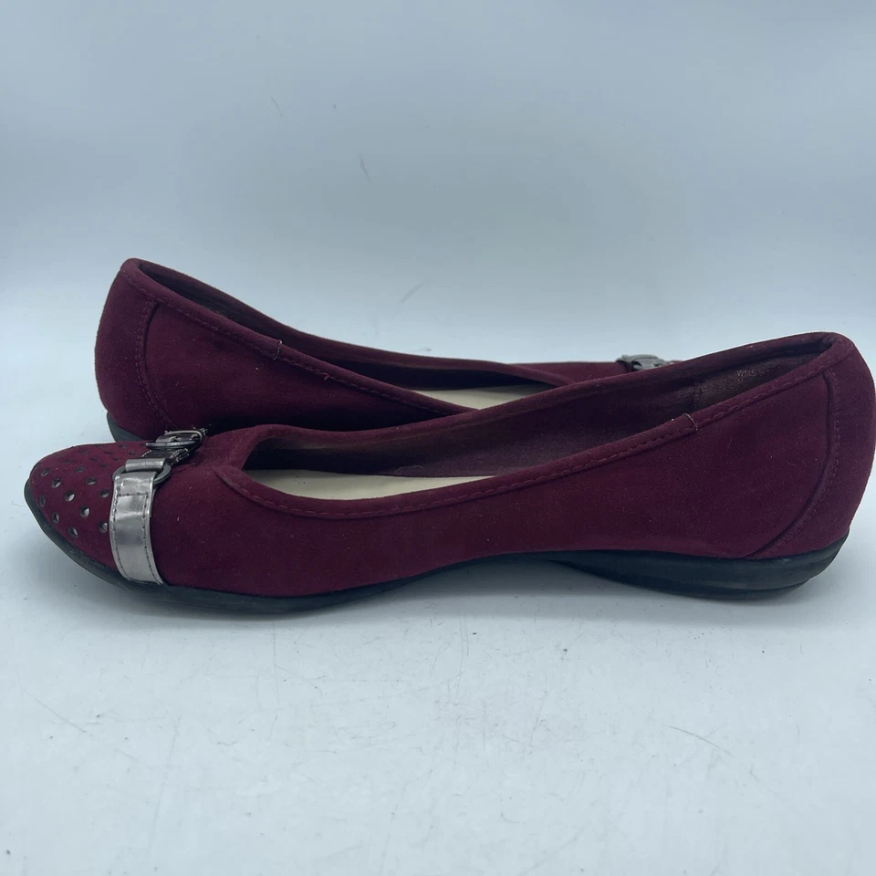 Zapatos Croft & Barrow para mujer talla 9,5 M granate sin cordones planos detalles plateados Foto 3 de 4