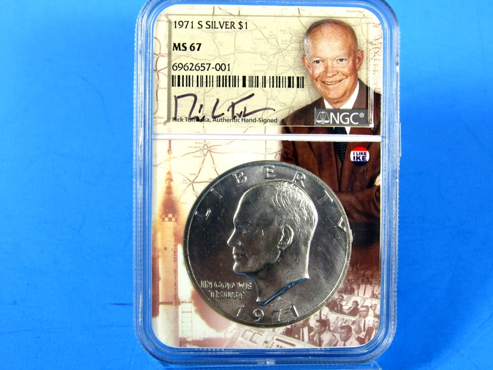 1971 - 1976 S 5-Coin Set, Silver Eisenhower Dollars NGC Ms 67 Tomaska Signature - Image 4 of 4
