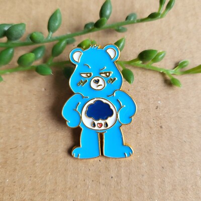 Pflegebär Emaille Pin Abzeichen - Blau Pflegebär Grumpybär 90er Jahre Pin Geschenk