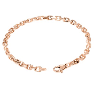 14 Karat Rotgold massiv handgefertigt Glieder Anker Kette Armband 7,5 Zoll 4,5 mm 13,9 Gramm