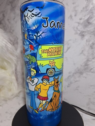 Scooby Doo Tumbler 20oz Stainless Steel Skinny Straw Cup Travel Mug - Picture 2 of 10