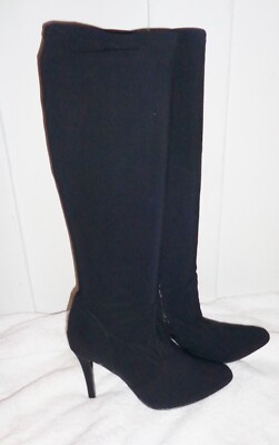 Women's Vero Cuoio Black Knee High Heel Stretch Boots Made in Italy Size 8 Med