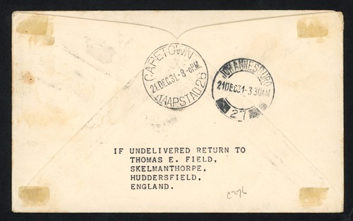 1931 Sudan First Flight Cover To South Africa Imperial Airmail Wadi Halfa 2.25pi - Picture 3 of 3