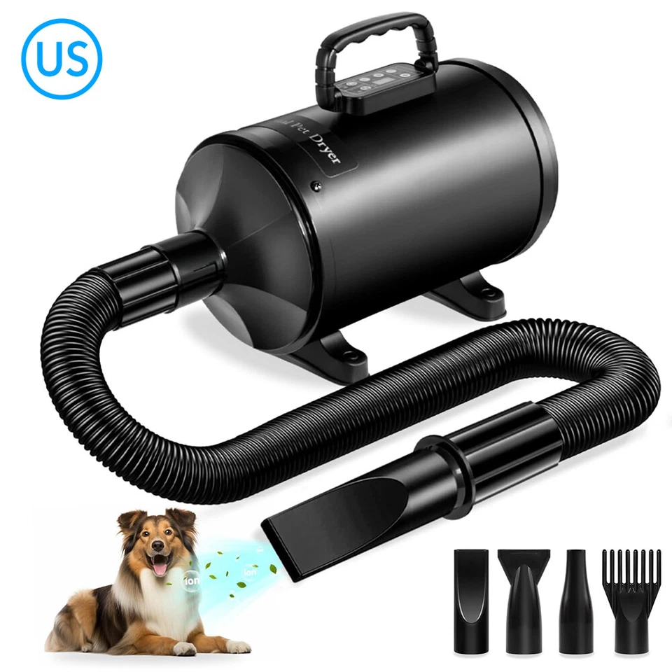 Secador de pelo para mascotas perros 5,2 HP velocidad ajustable aseo de perros secador de pelo alta velocidad Foto 2 de 4