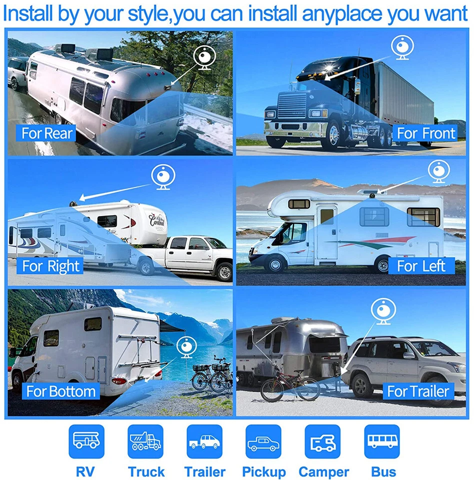 9" Quad Monitor DVR 4 ch 3x Backup Camera Rear view for Truck Caravan RV Trailer - Image 3 of 4