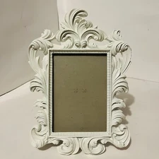 Vintage White  Resin Gothic Picture Frame Victorian Baroque Ornate Shabby Chic