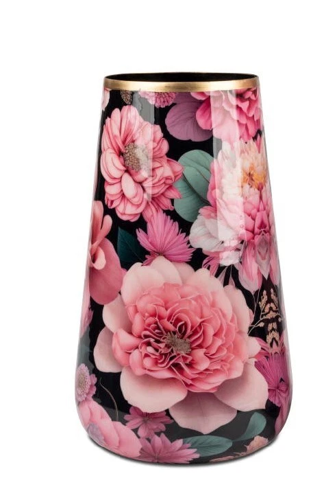 formano Vase 18x30cm aus mattem, goldenem Metall mit glänzenden Rosen 6 23 97 3