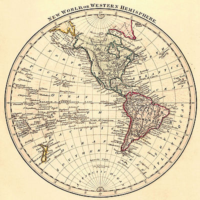 1825 Map New World or Western Hemisphere Vintage History Poster Home Office